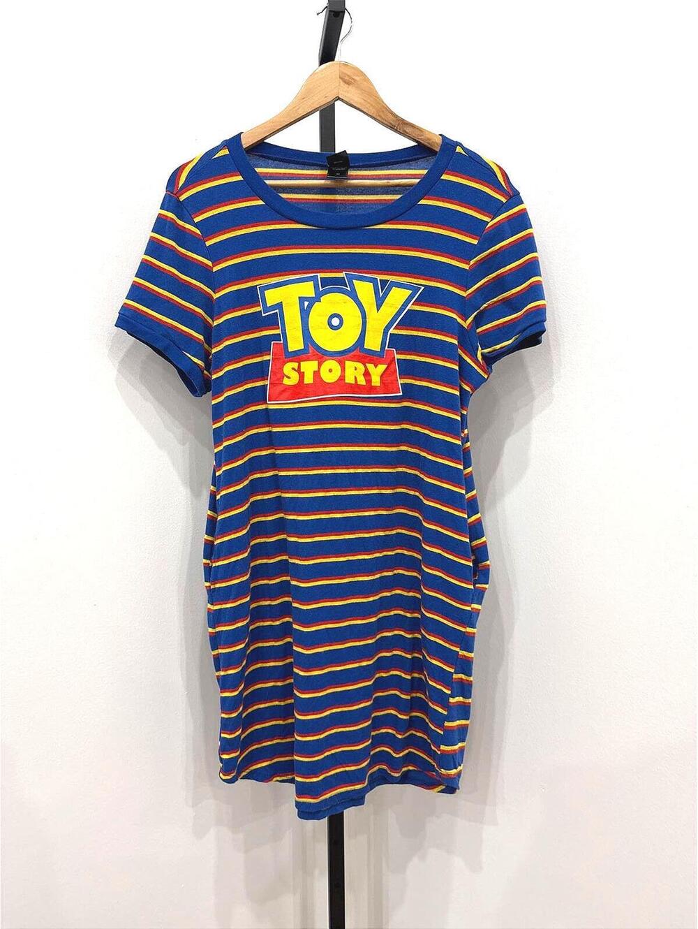 Toy Story Blue Striped Graphic T-Shirt Medium Sleep Dress
